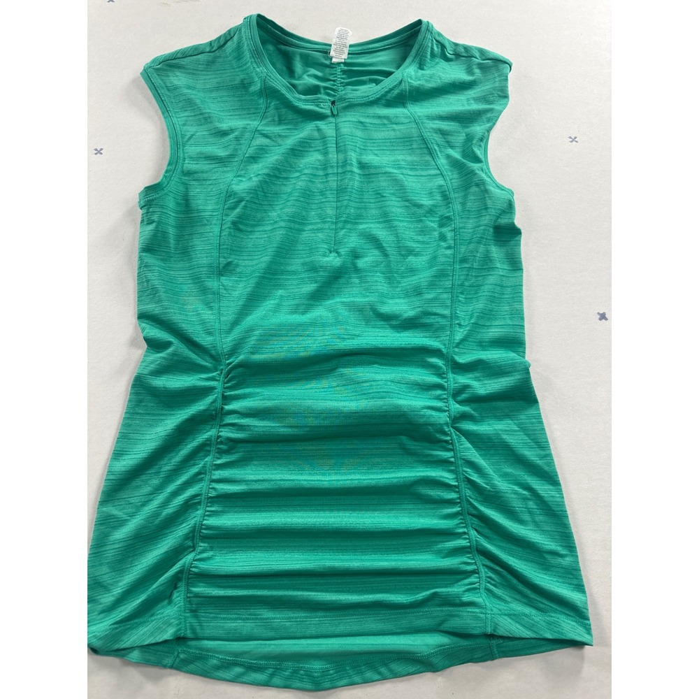 Athleta Womens Green Space Dye Sleeveless Cycling Jersey Top Quarter Zip Small